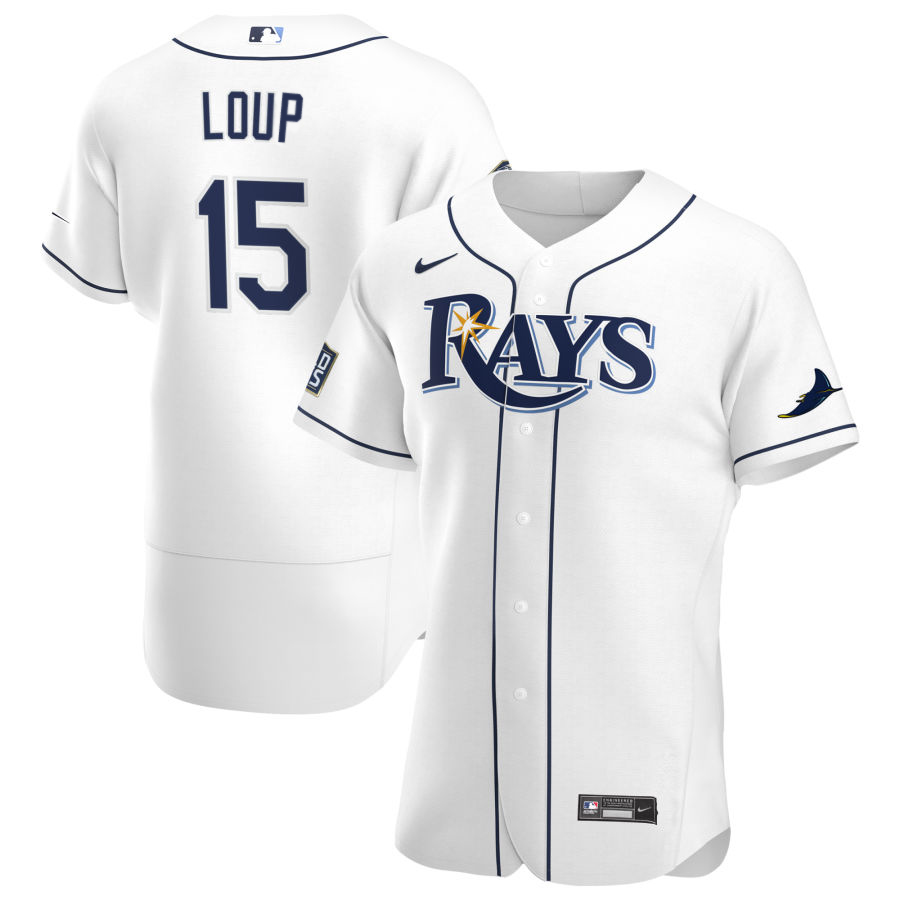 Tampa Bay Rays #15 Aaron Loup Men Nike White Home 2020 World Series Bound Authentic Player MLB Jersey